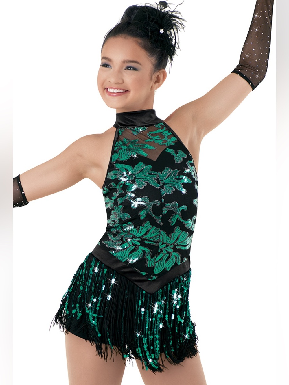 Weissman Lovefool Green Sequin Biketard Dance Costume
